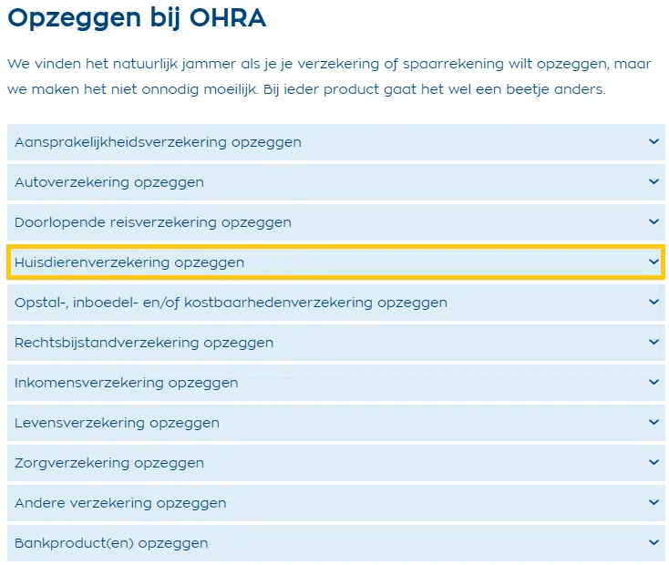 Cancelling OHRA pet insurance